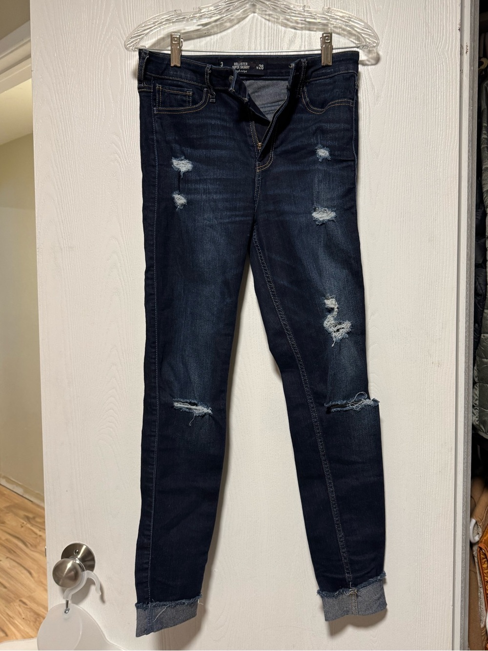 Hollister Dark Blue Distressed High Rise Skinny Jeans Size 3